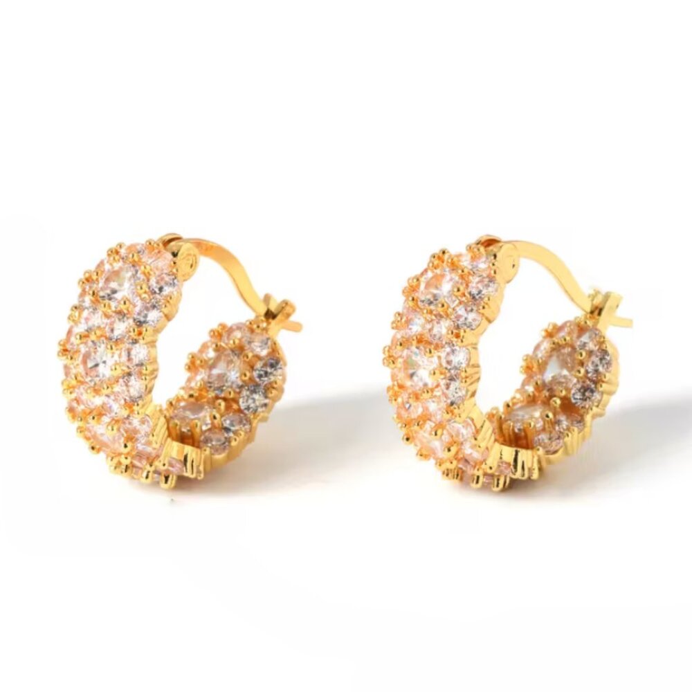 14K Gold Womens 2ct Diamond Small Hoop Earrings Ladies NEW 14 K Silver Jewelry - Picture 6 of 6